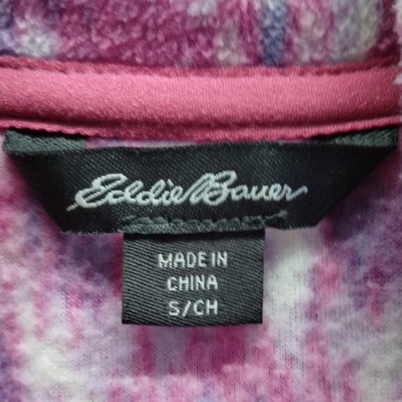 Eddie Bauer Women's Size Small Polar Fleece 1/4 Zip Pullover Pink Ikat Sweater - Picture 5 of 6